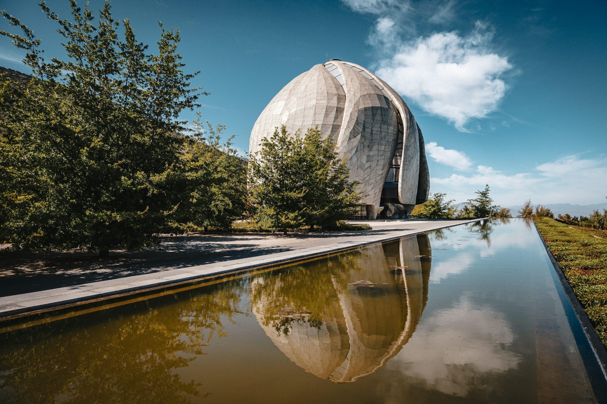 Contemporary architecture reflected in still water