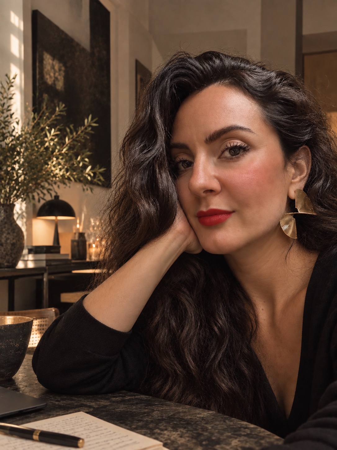 Dilara Öz in a warm editorial interior